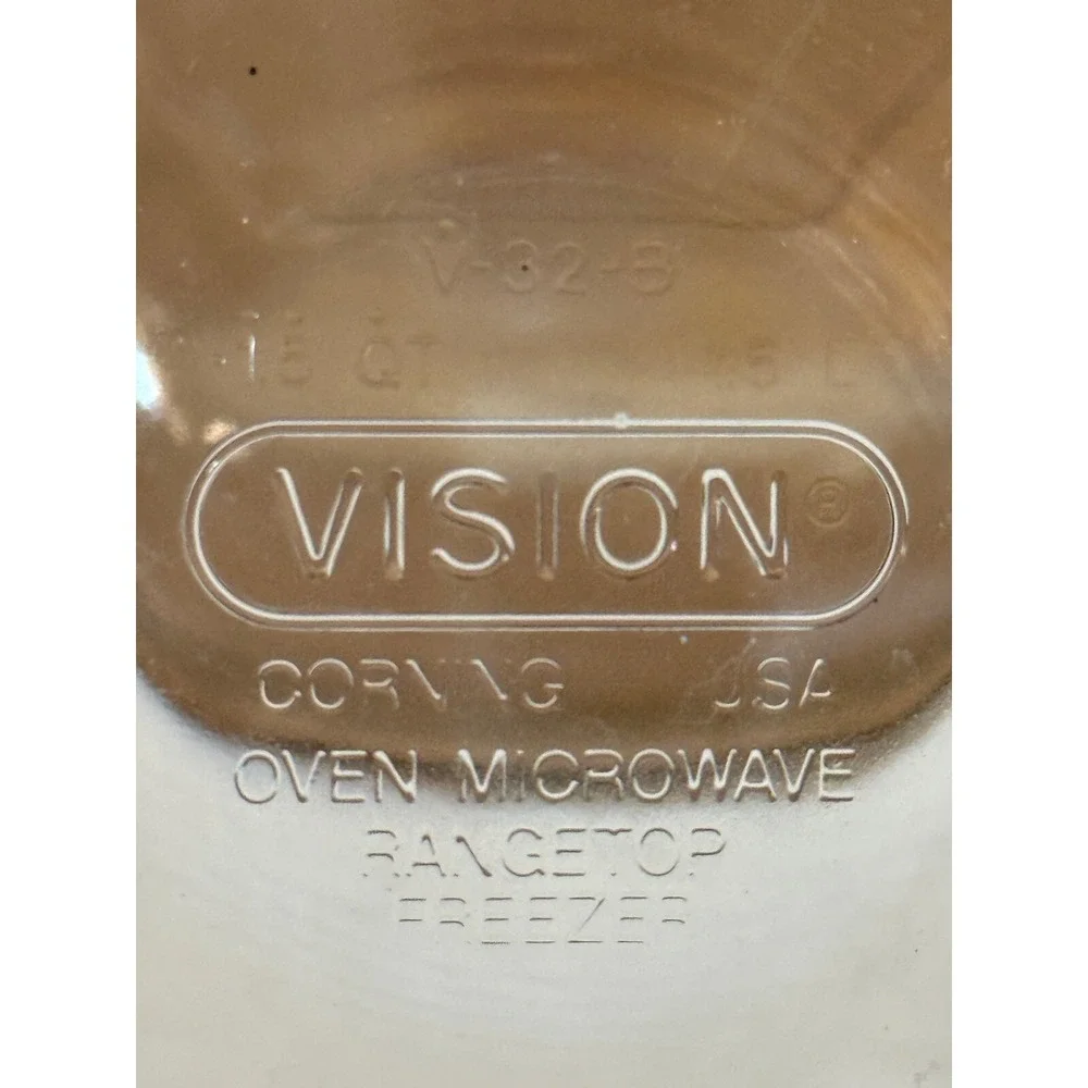 CORNING WARE VISIONS‎ V-32-B - Ribbed Amber Glass 1.5 QT Round Casserole Dish